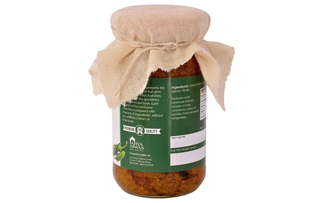 Preserves Naturally Green Chilli Pickle    Glass Jar  200 grams